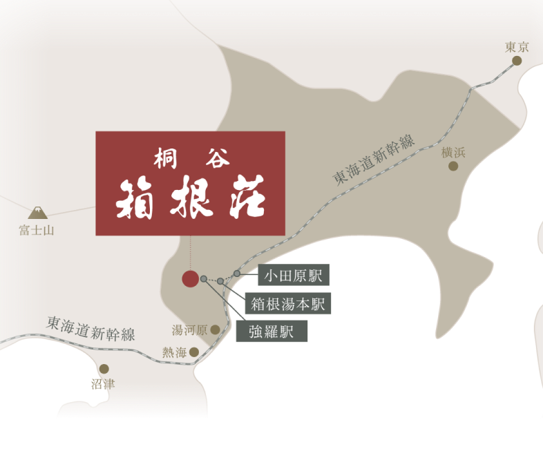 東海道新幹線沿い最寄り駅 小田原駅、箱根湯本駅、強羅駅